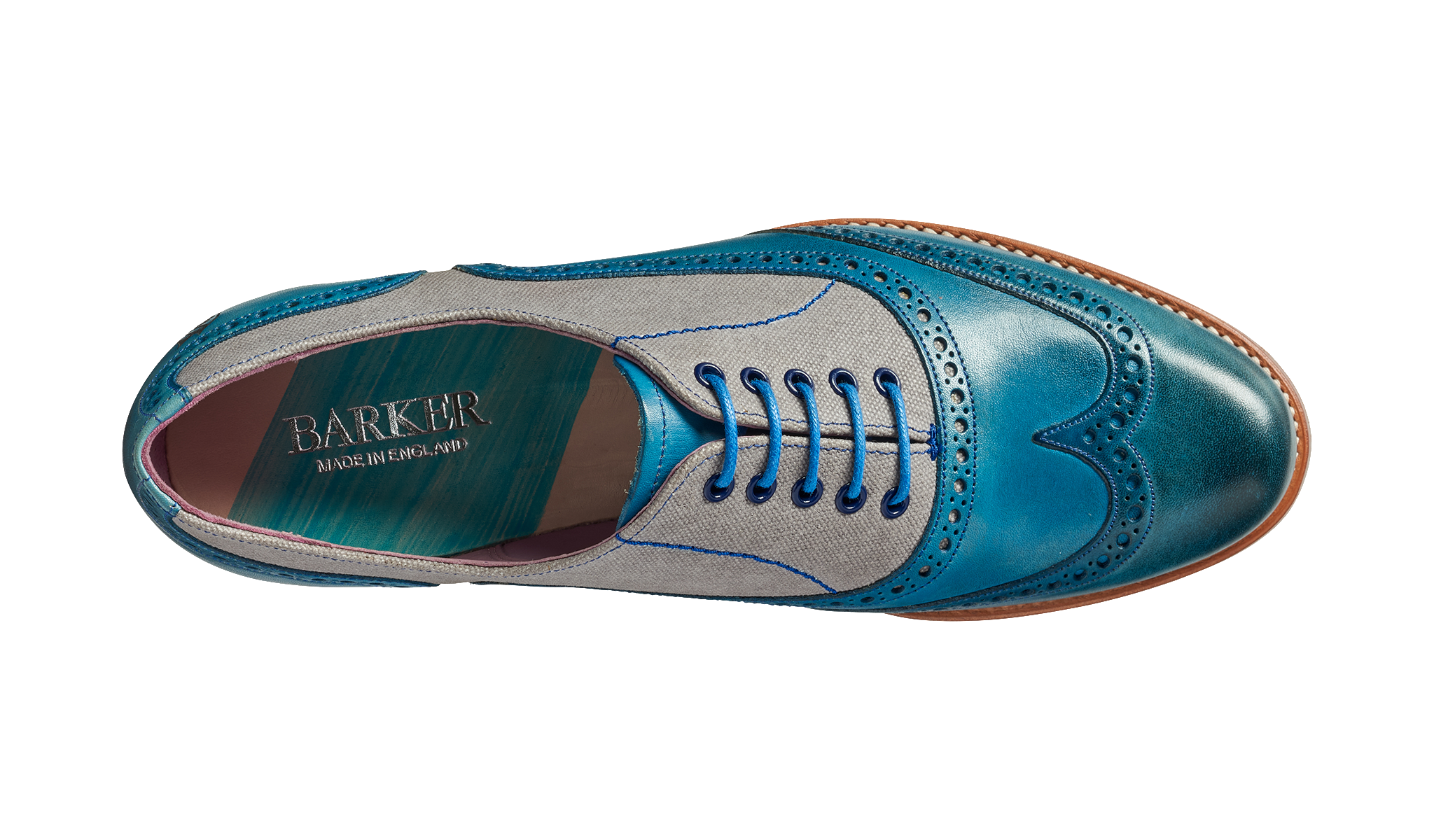 Ali Blue Hand Painted Grey Canvas Barker Shoes Outlet