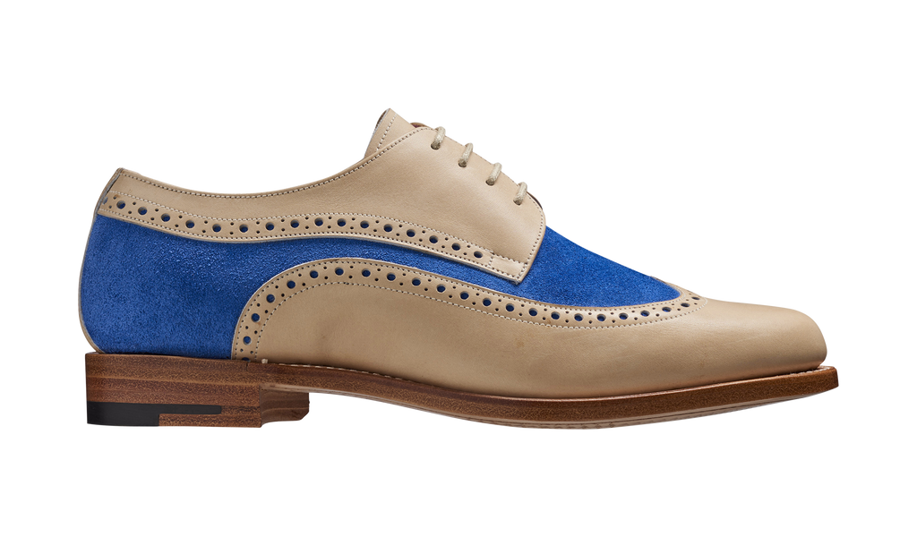 Cassie - Beige Calf / Sky Blue Suede