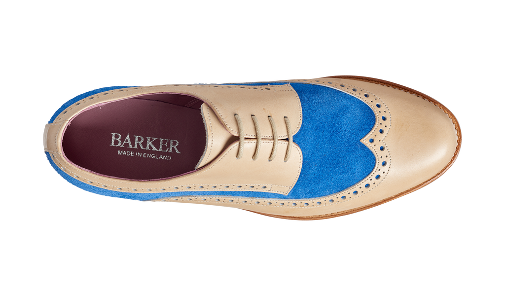 Cassie - Beige Calf / Sky Blue Suede