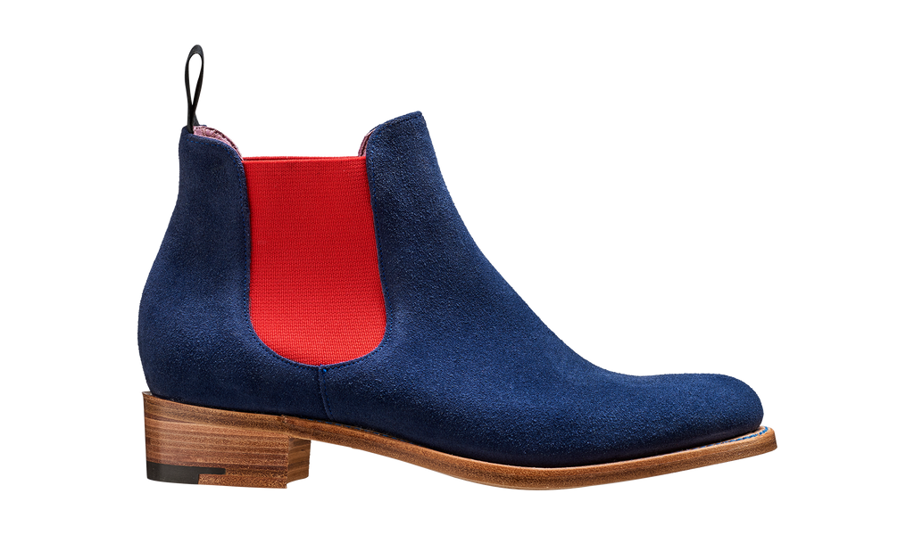 Violet - Navy Suede / Red Elastic